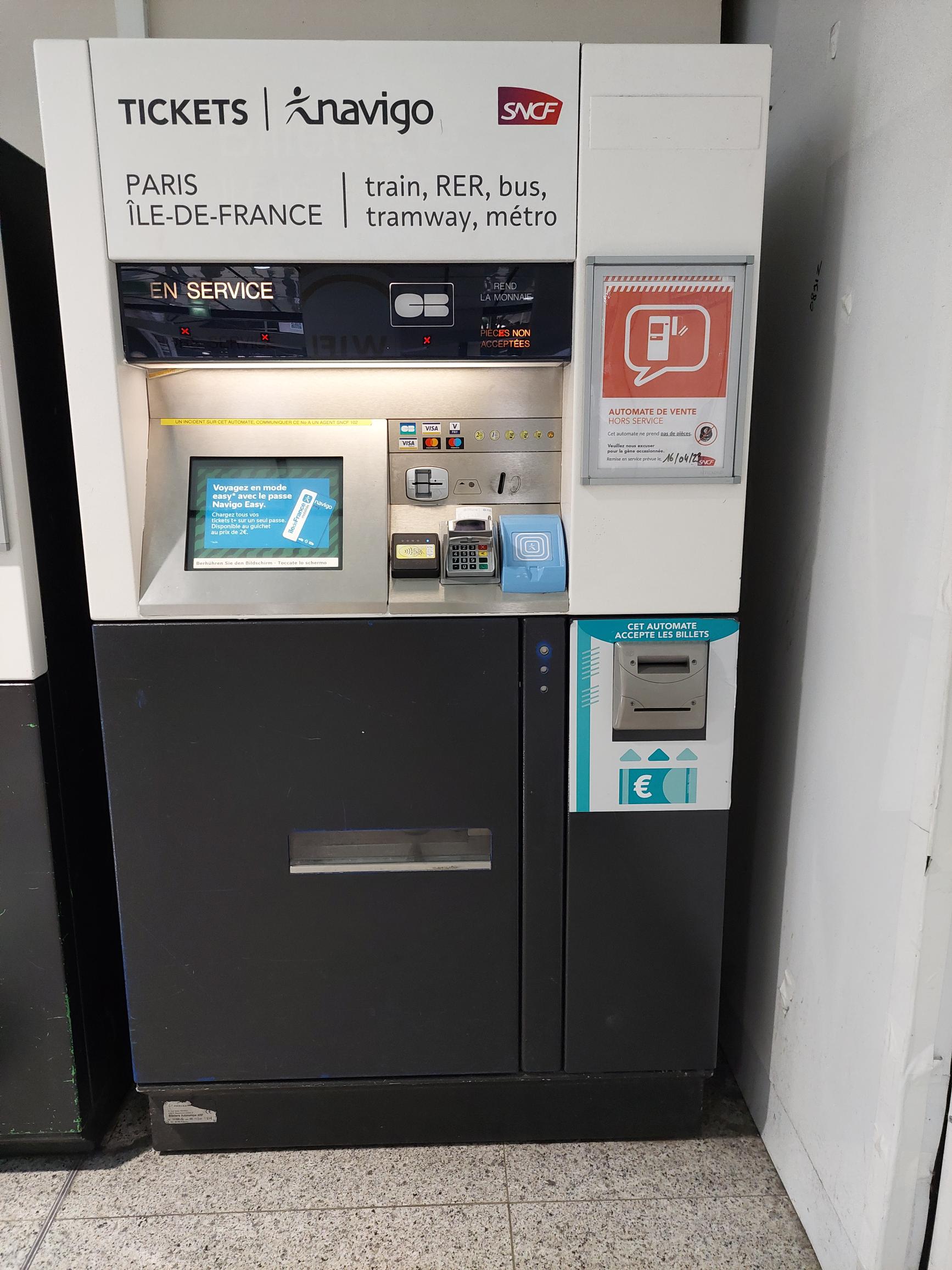 Les différents automates de vente dans vos gares
