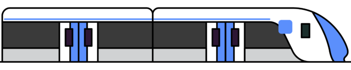 Illustration : dessin d’une rame de train Transilien vue de côté.